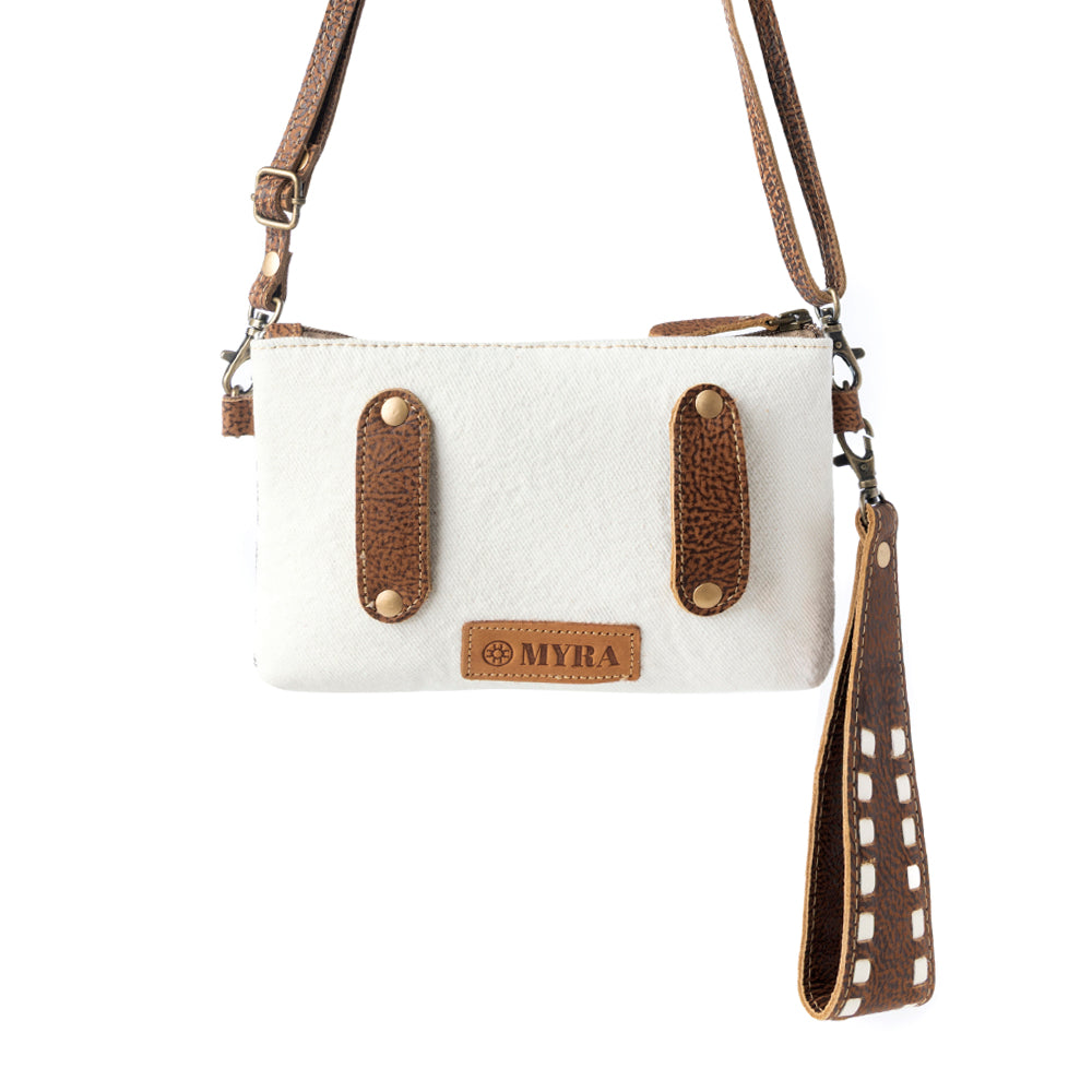 Myra Frondtrail upcycled canvas Belt Bag for Women in ivory with leather detail Myra USA