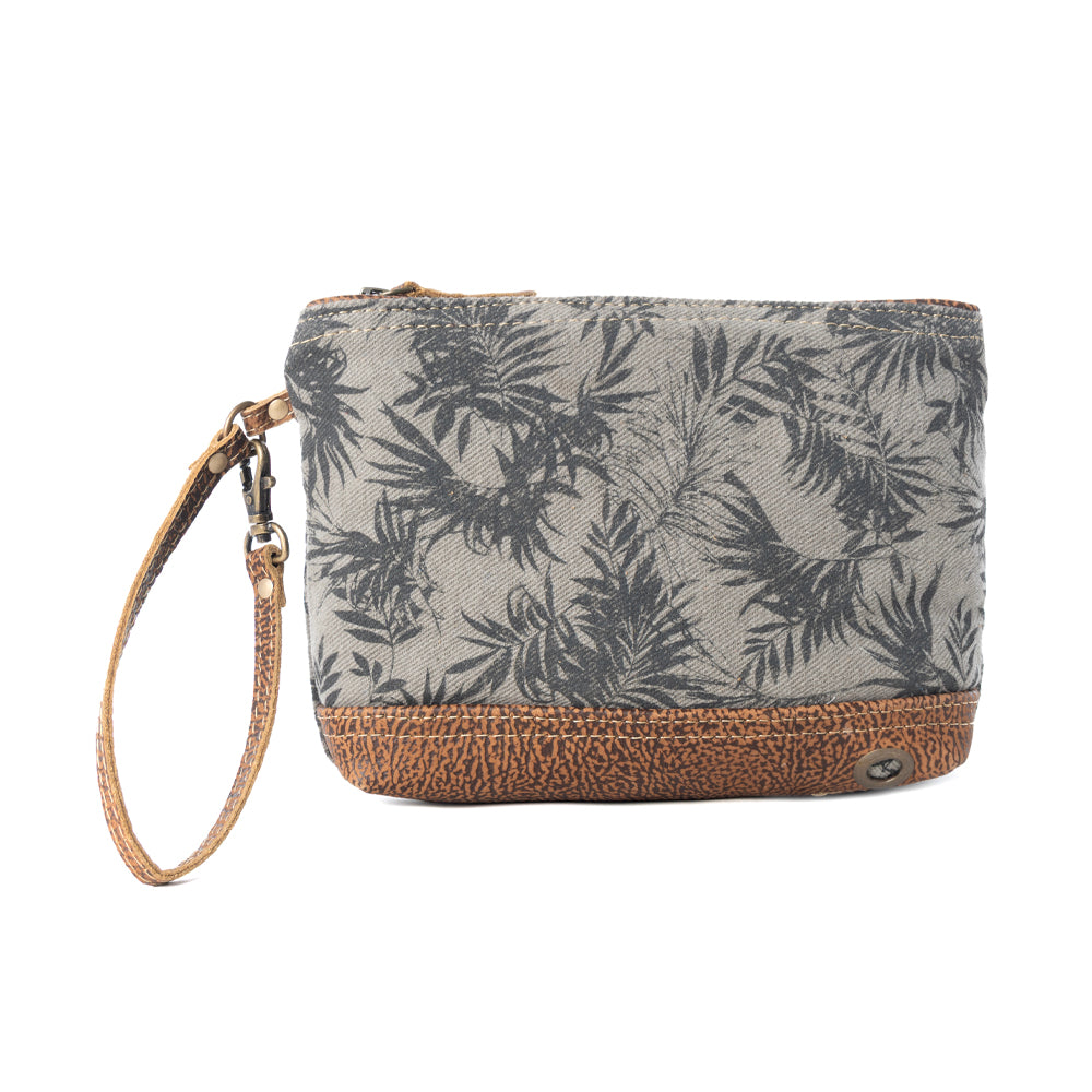 Myra Fernfield Vintage Wristlet for Women in olive with leather detail Myra USA