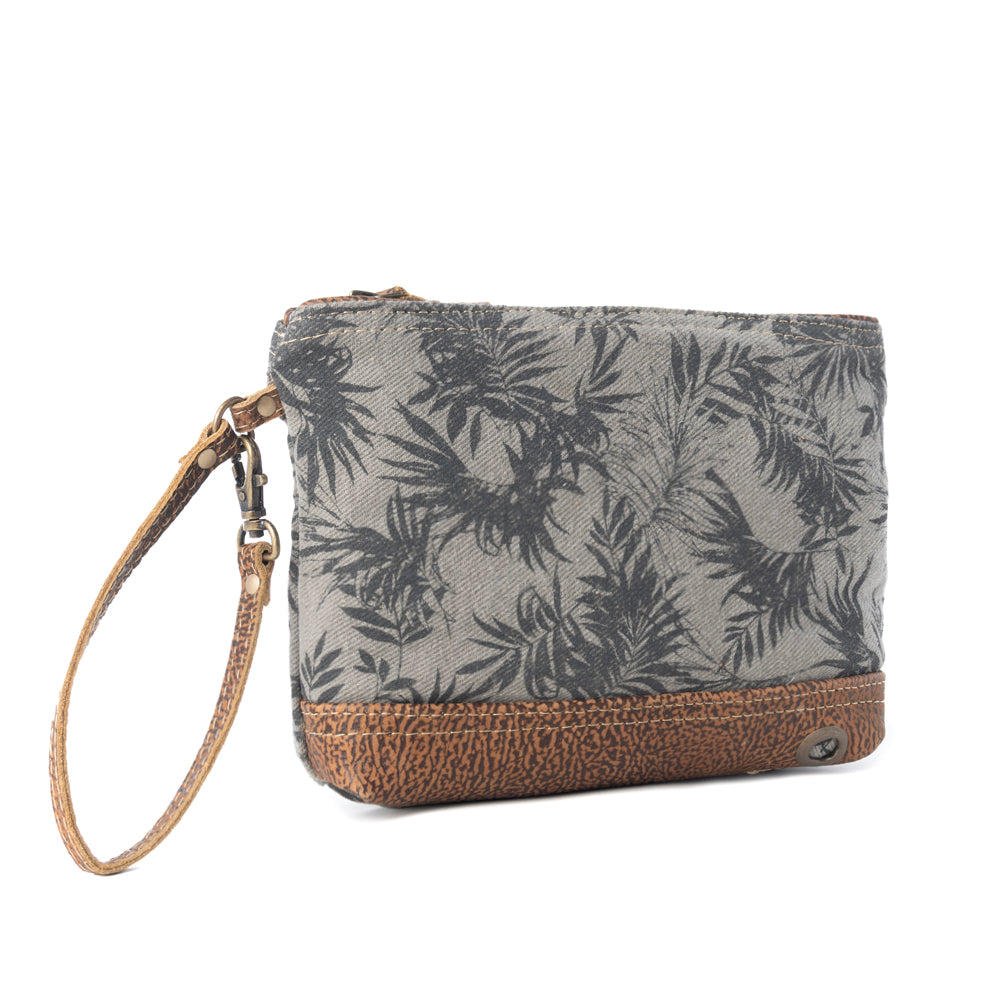 Myra Fernfield Vintage Wristlet for Women in olive with leather detail Myra USA