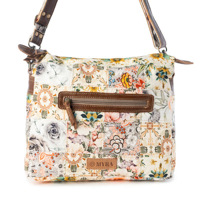 Myra Posy Mesa upcycled canvas Bag for Women in beige with floral detail Myra USA