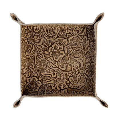 Myra Copperwind Leather Tray in Antique Brown Myra USA