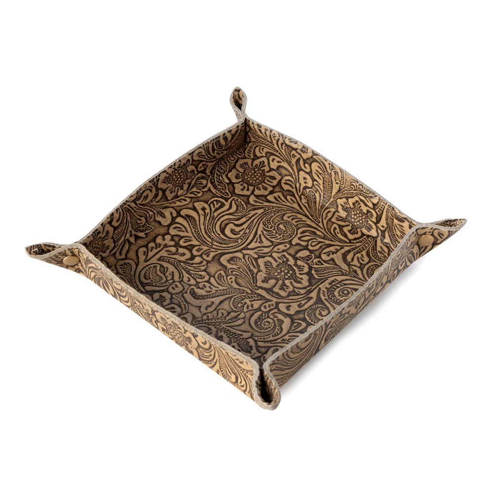 Myra Copperwind Leather Tray in Antique Brown Myra USA