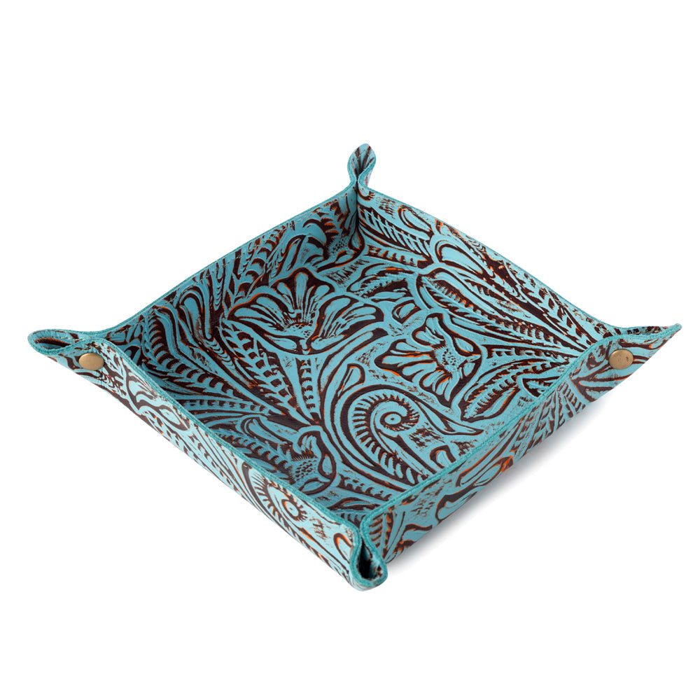 Myra Copperwind Leather Tray in Aqua Myra USA
