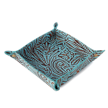 Myra Copperwind Leather Tray in Aqua Myra USA