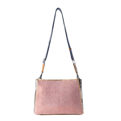 Myra Rosemist Leather Bag for Women in pink with textured detail and shoulder strap Myra USA