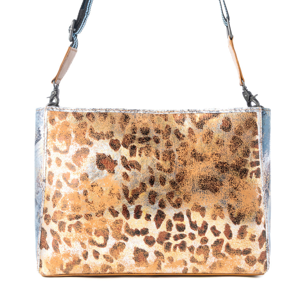 Myra Safari Glow Leather Bag for Women in Brown with metallic detail and shoulder strap Myra USA