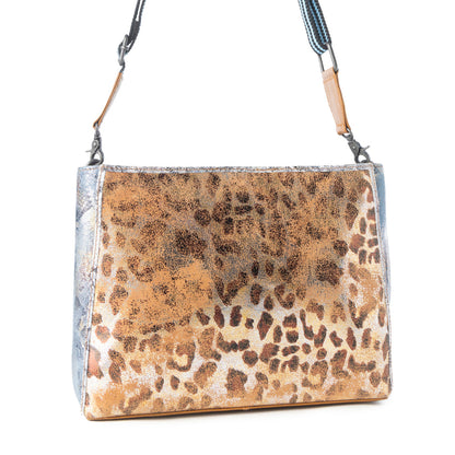 Myra Safari Glow Leather Bag for Women in Brown with metallic detail and shoulder strap Myra USA