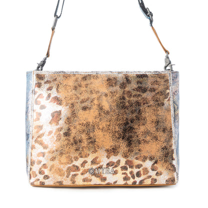 Myra Safari Glow Leather Bag for Women in Brown with metallic detail and shoulder strap Myra USA