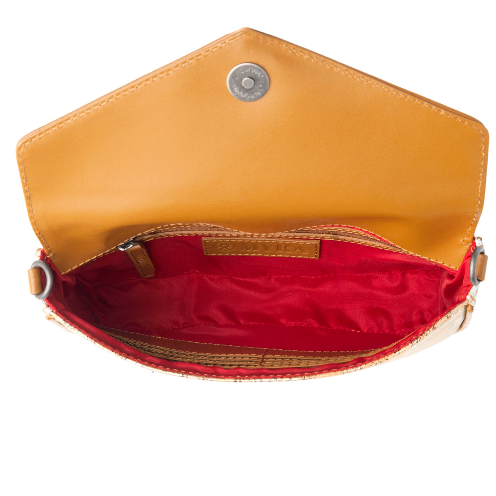Myra Wild Print Leather Bag for Women in Golden with snake print detail and shoulder strap Myra USA