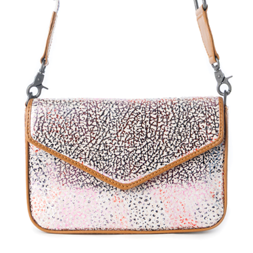 Myra Wild Print Leather Bag for Women in cream with textured detail and shoulder strap Myra USA