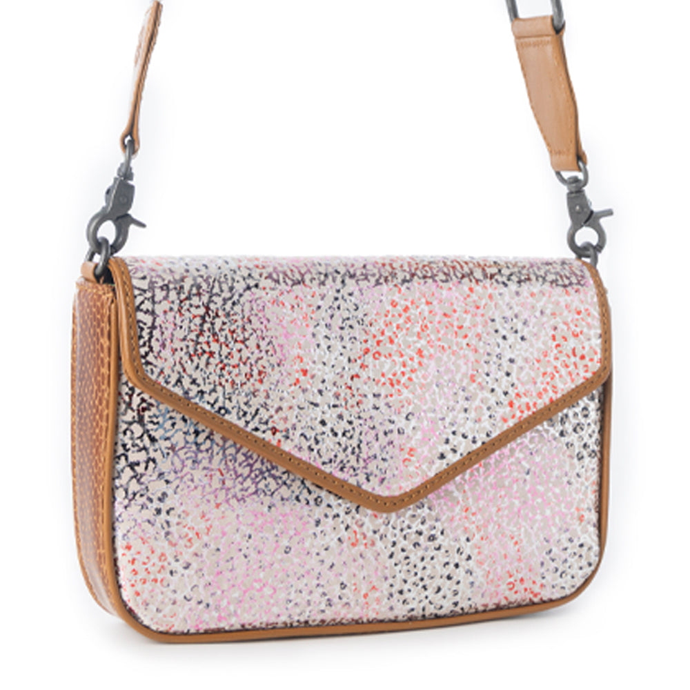 Myra Wild Print Leather Bag for Women in cream with textured detail and shoulder strap Myra USA