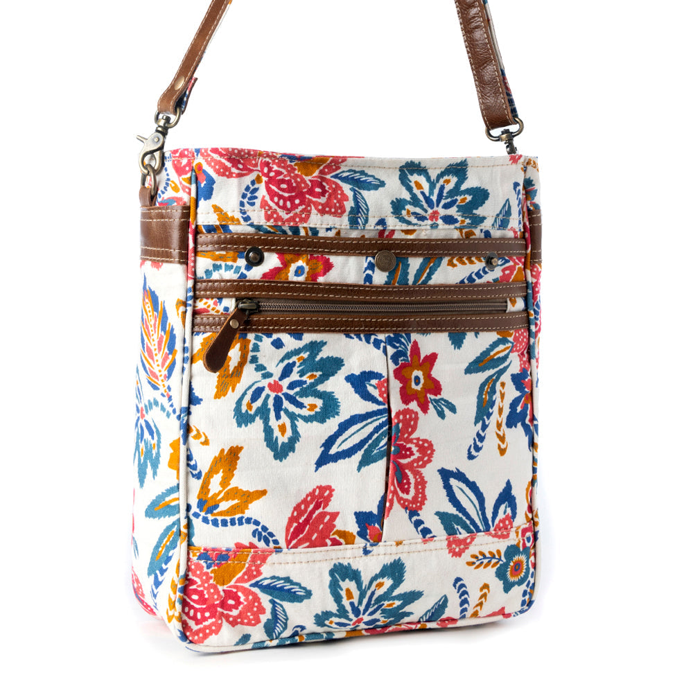 Myra Folkflora upcycled canvas concealed Carry Bag for Women in white Myra USA