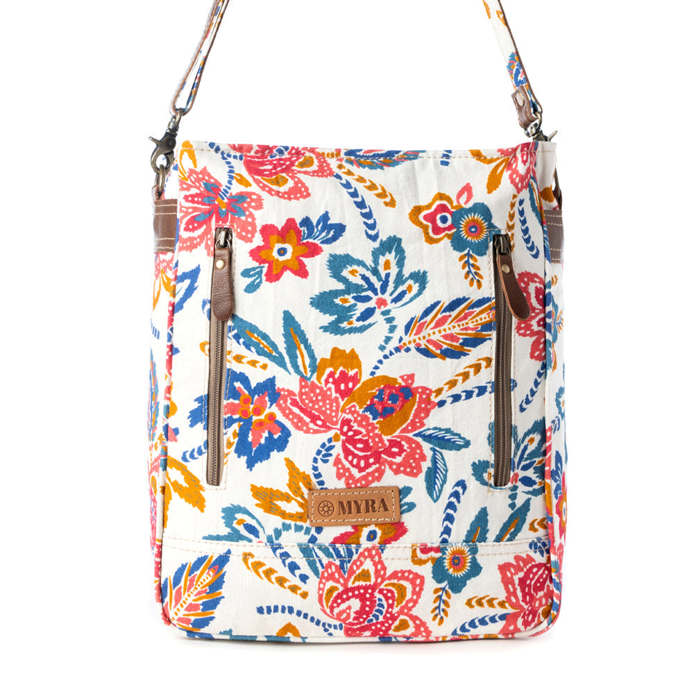 Myra Folkflora upcycled canvas concealed Carry Bag for Women in white Myra USA