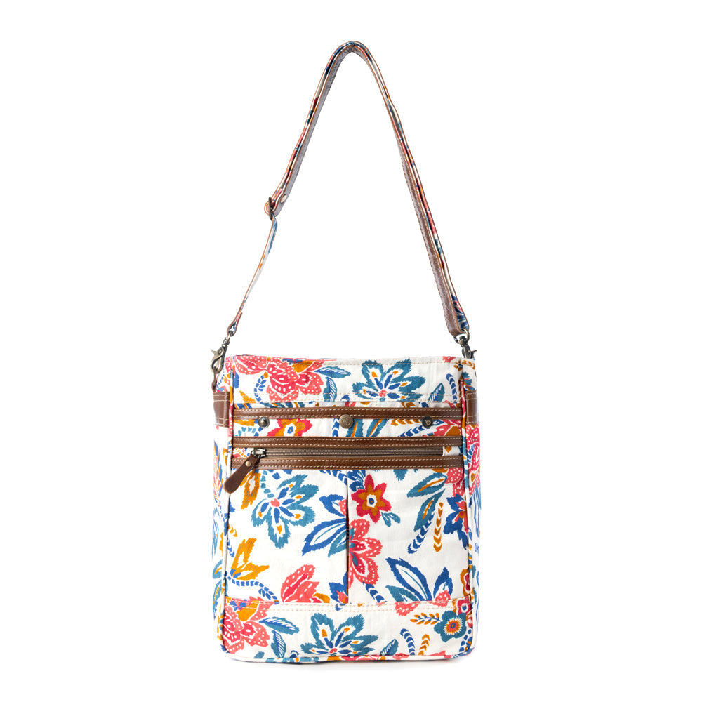 Myra Folkflora upcycled canvas concealed Carry Bag for Women in white Myra USA