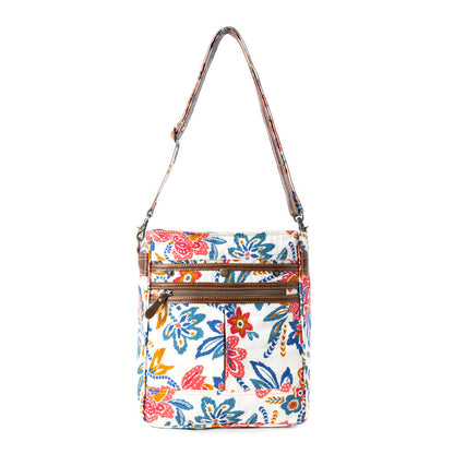 Myra Folkflora upcycled canvas concealed Carry Bag for Women in white Myra USA