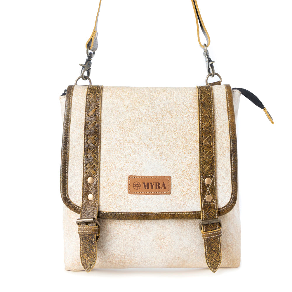 Myra Boss Hide Western Concealed Carry Bag for Women in creme with leather detail Myra USA