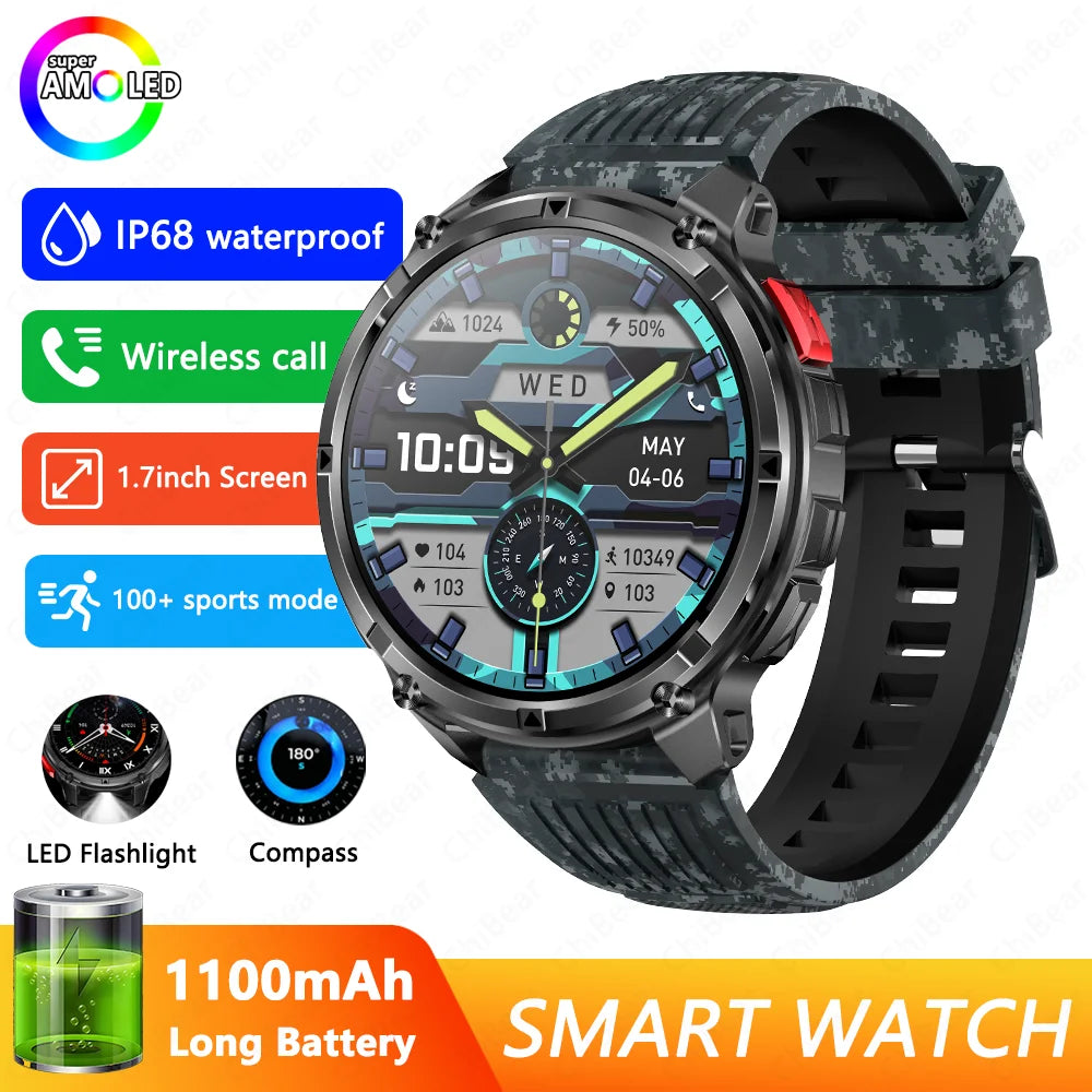 2026 New T-Rex3 Pro 1100mAh Battery Smart Watch GPS path 5ATM Waterproof Sports Run tracker Outdoors Compass Military Smartwatch NovaCart