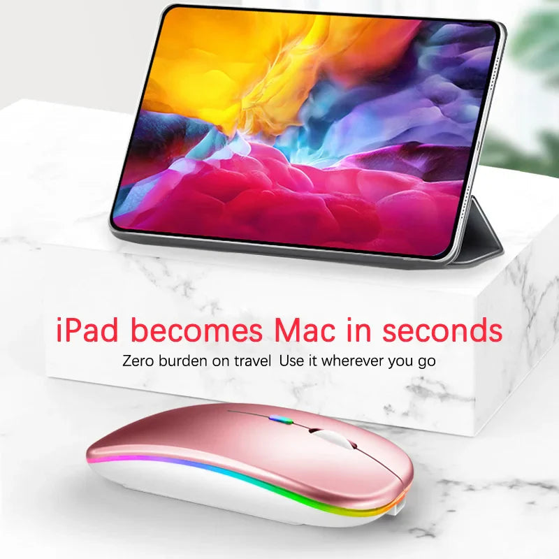 Rechargeable Bluetooth Wireless Mouse with 2.4GHz USB RGB 1600DPI Mouse for Computer Laptop Tablet PC Macbook Gaming Mouse Gamer Pi-Mart