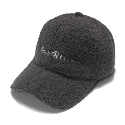 Lamb Wool Baseball Cap — Korean Style Plush Winter Sun Hat for Women FitiqueFit