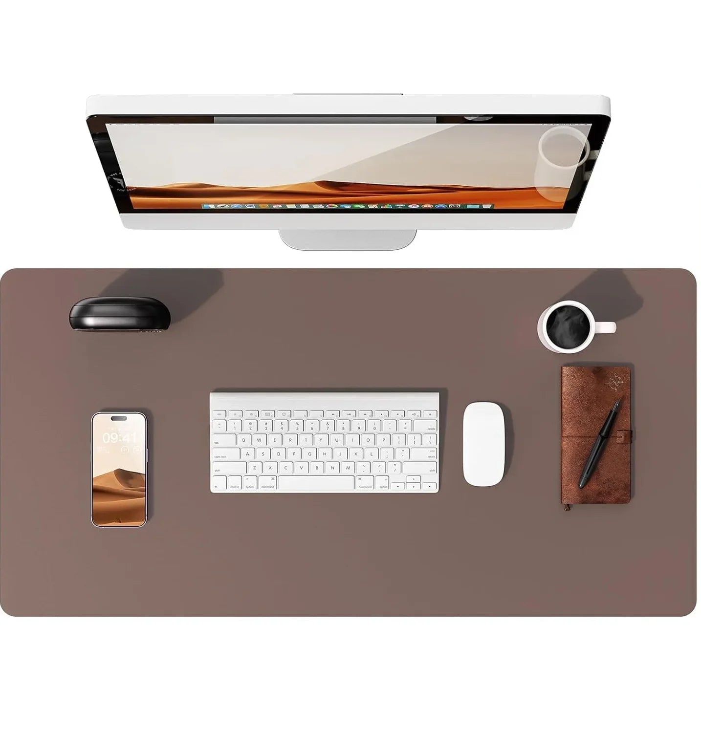 Large Mouse Pad,Office Desk Mat, Leather Desk Pad Protector, Non-Slip PU Leather Desk Blotter, Laptop Desk Pad Pi-Mart