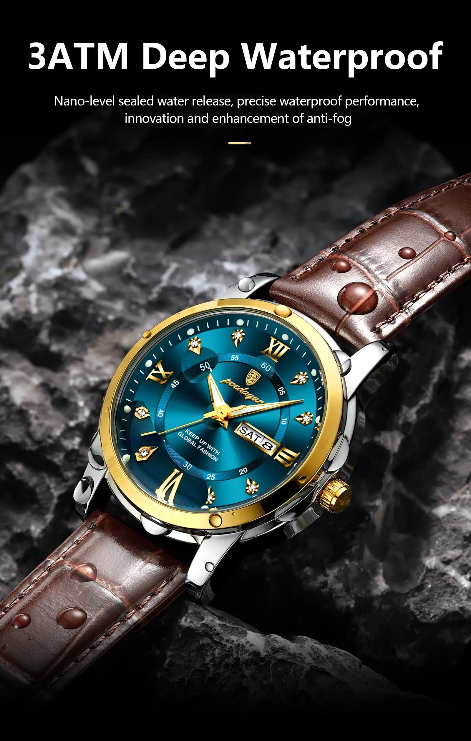POEDAGAR Luxury Business Male Wristwatch Waterproof Luminous Leather Man Watch Date Week Sport Casual Men's Quartz Watches reloj NovaCart