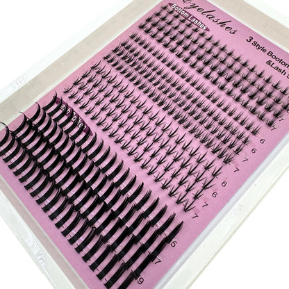 16Rows Bottom Lashes(6-7mm) and Spikes(15-21mm) Mix DIY Eyelash Extension Wispy Individual Lash Spikes Clusters DIY Lashes Tools NovaCart