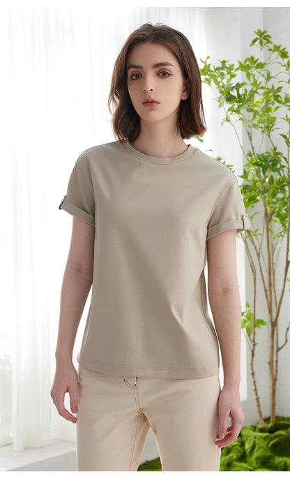 K2123L Summer Short Sleeved Clothes Premium Luxury Women's Clothing Combed Cotton Tshirts pima cotton Tee Shirt NovaCart