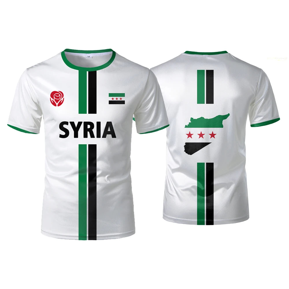 Syria Football T-Shirt Summer Sports Breathable Quick-drying Men's Tops Syrian Flag Map Print Short Sleeve Jersey Kid's Clothes NovaCart