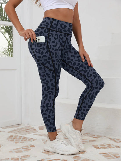 Printed High-Waist Pocket Fitness Pants Women FitiqueFit