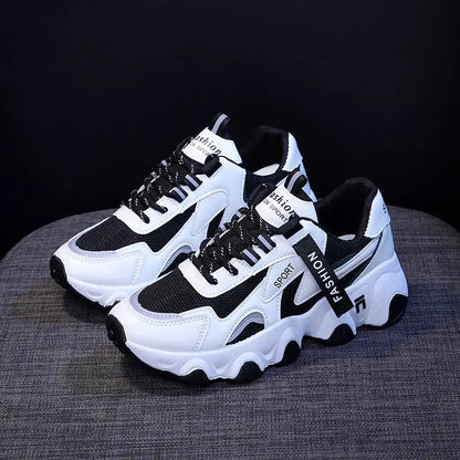 CINESSD 2023 Trendy Mesh Platform Sneakers Leather Shoes Breathable Casual Sports Shoes Women Flats NovaCart