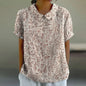 Printed  Puff Sleeve Peter Pan Collar Shirts Blouses