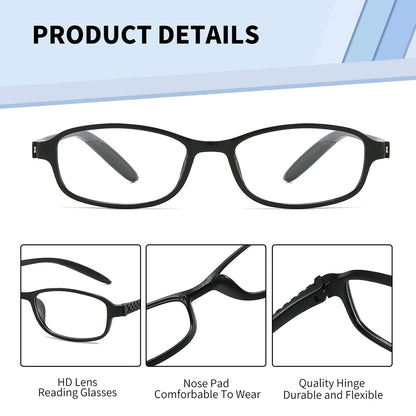 BARCUR Original Classic Presbyopia Glasses for Men and Women High-Quality Plastic Frame with Hinge Splicing Pattern and Mirror Legs Transparent AC Lenses for Reading Stevvex