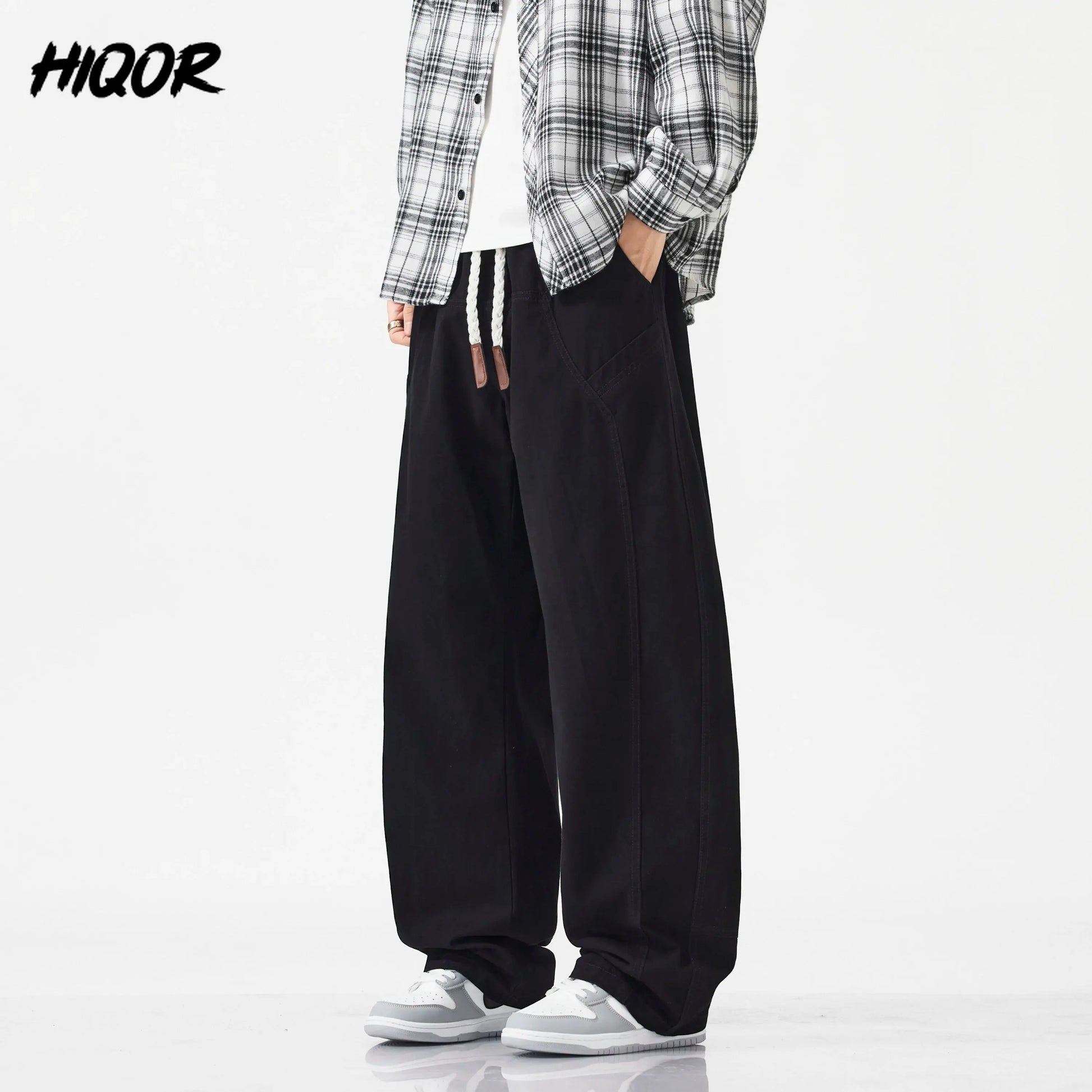 HIQOR High Quality 100% Cotton Work Pants Men Casual Straight Trousers Y2K Man Plus Size Cargo Pants Fashion Solid Workout Pants NovaCart