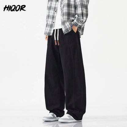 HIQOR High Quality 100% Cotton Work Pants Men Casual Straight Trousers Y2K Man Plus Size Cargo Pants Fashion Solid Workout Pants NovaCart