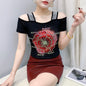 M-3XL Summer European Women's Clothes High Quality T-Shirt Luxury Hot Diamonds Design Slim Tees Sexy Girls Streetwear Tops NovaCart
