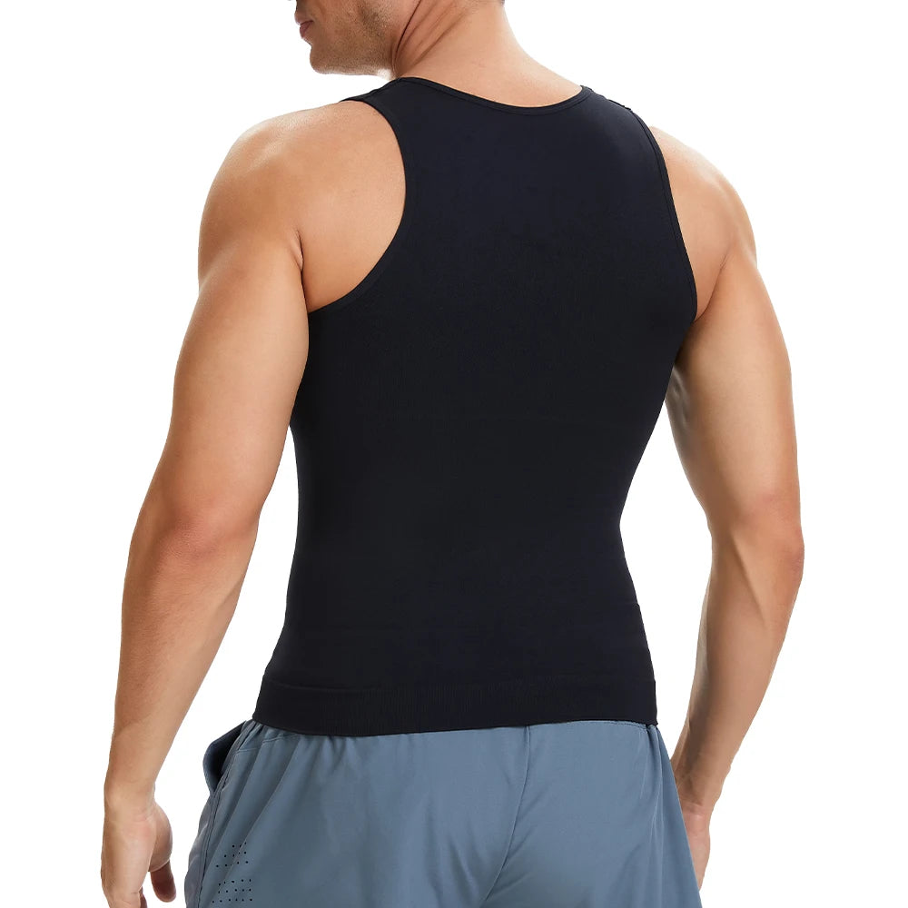 Men's Body Shaper Slimming Shirt V Neck Tummy Vest Compression Base Layer Slim Muscle Tank Top Shapewear NovaCart