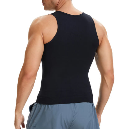 Men's Body Shaper Slimming Shirt V Neck Tummy Vest Compression Base Layer Slim Muscle Tank Top Shapewear NovaCart
