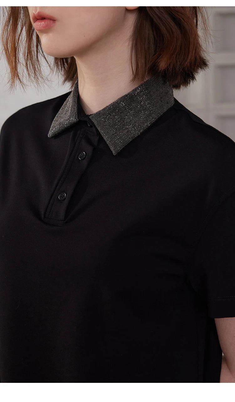 K2067L Luxury Brand Women's Clothing Shirt Collar Pima Cotton Summer Short Sleeved T-Shirt ladies clothes NovaCart