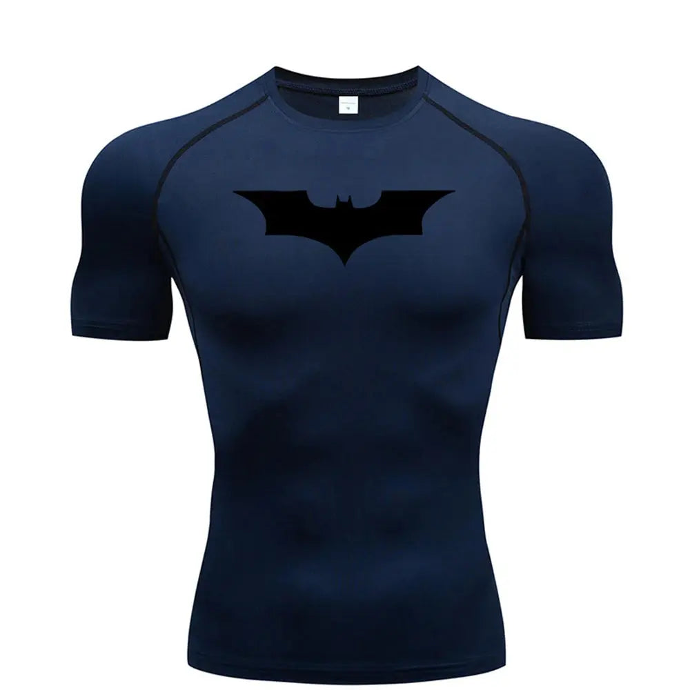 Bat Printed Men's Tight T-Shirt Running Compression Compression T Shirt Gym Fitness Jogging Short Sleeve Male Casual Shirt Tops NovaCart
