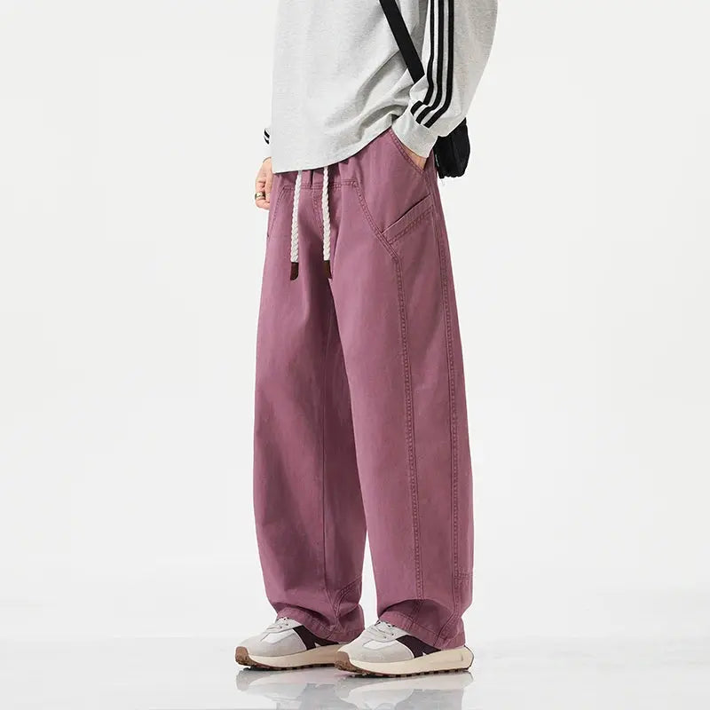 HIQOR High Quality 100% Cotton Work Pants Men Casual Straight Trousers Y2K Man Plus Size Cargo Pants Fashion Solid Workout Pants NovaCart
