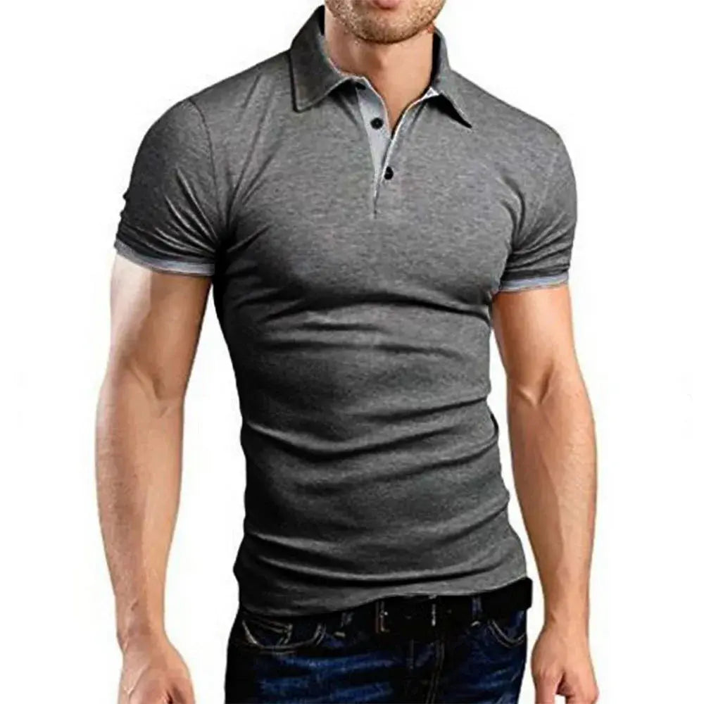 Men's Polo Shirt Short Sleeve Casual Slim Fit Color Blocking T-shirts England Style Streetwear Polos for Men's Fashion NovaCart