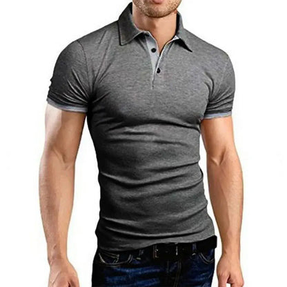 Men's Polo Shirt Short Sleeve Casual Slim Fit Color Blocking T-shirts England Style Streetwear Polos for Men's Fashion NovaCart