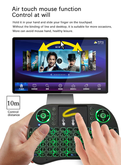 2.4G Air Mouse with Touchpad Keyboard i8 Arabic French Spanish Russian Backlit Mini Wireless Keyboard for PC Android TV Box Pi-Mart