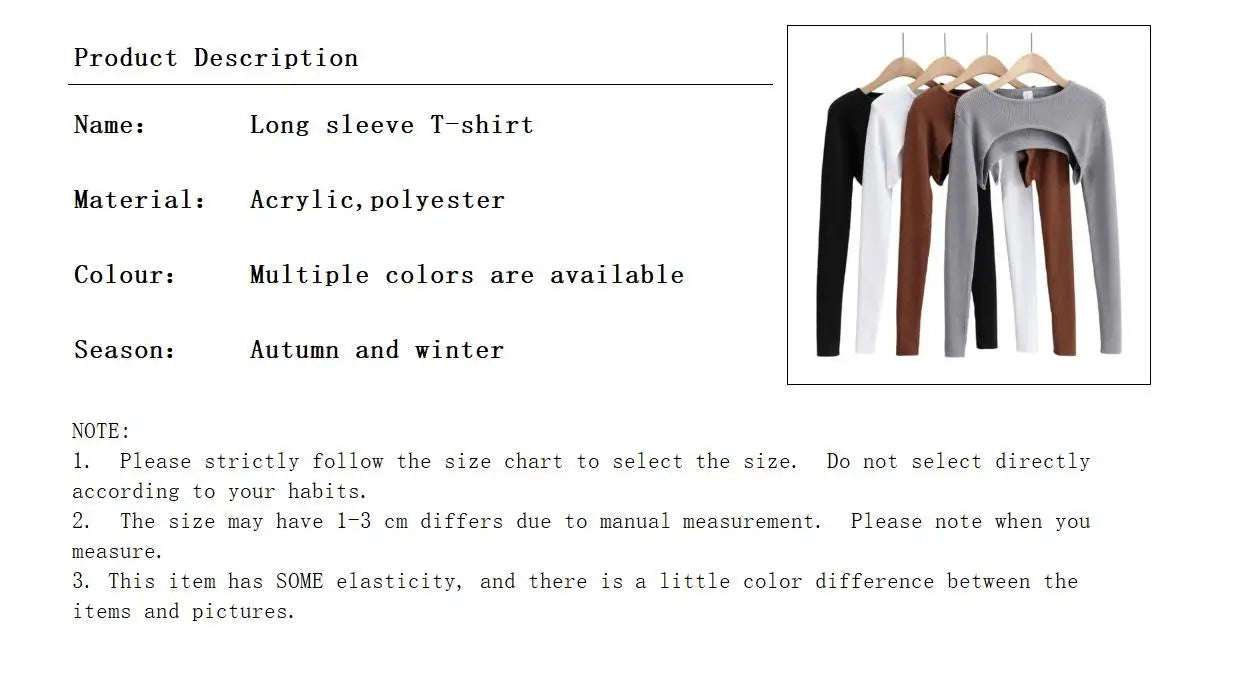 T-shirts Women Long Sleeve Crop Top Spring Autumn Y2k Aesthetic Clothes O-neck Black White Sexy Harajuku Knitted Tshirt 2023 NovaCart