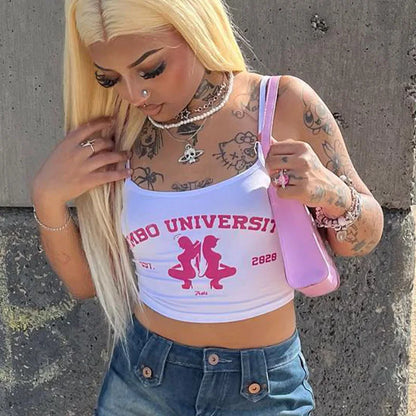 Y2k Harajuku Punk Graphics Sleeveless Sexy Crop Top Women's Clothing 2023 Vintage Letter Print Baby Tee Streetwear Women T-shirt NovaCart