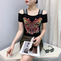 M-3XL Summer European Women's Clothes High Quality T-Shirt Luxury Hot Diamonds Design Slim Tees Sexy Girls Streetwear Tops NovaCart