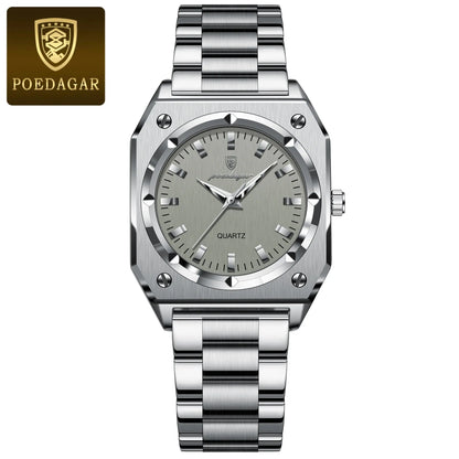 POEDAGAR Luxury Elegant Square Ladies Watch Waterproof Luminous Watch for Woman Stainless Steel Quartz Women's Watches Reloj+box NovaCart