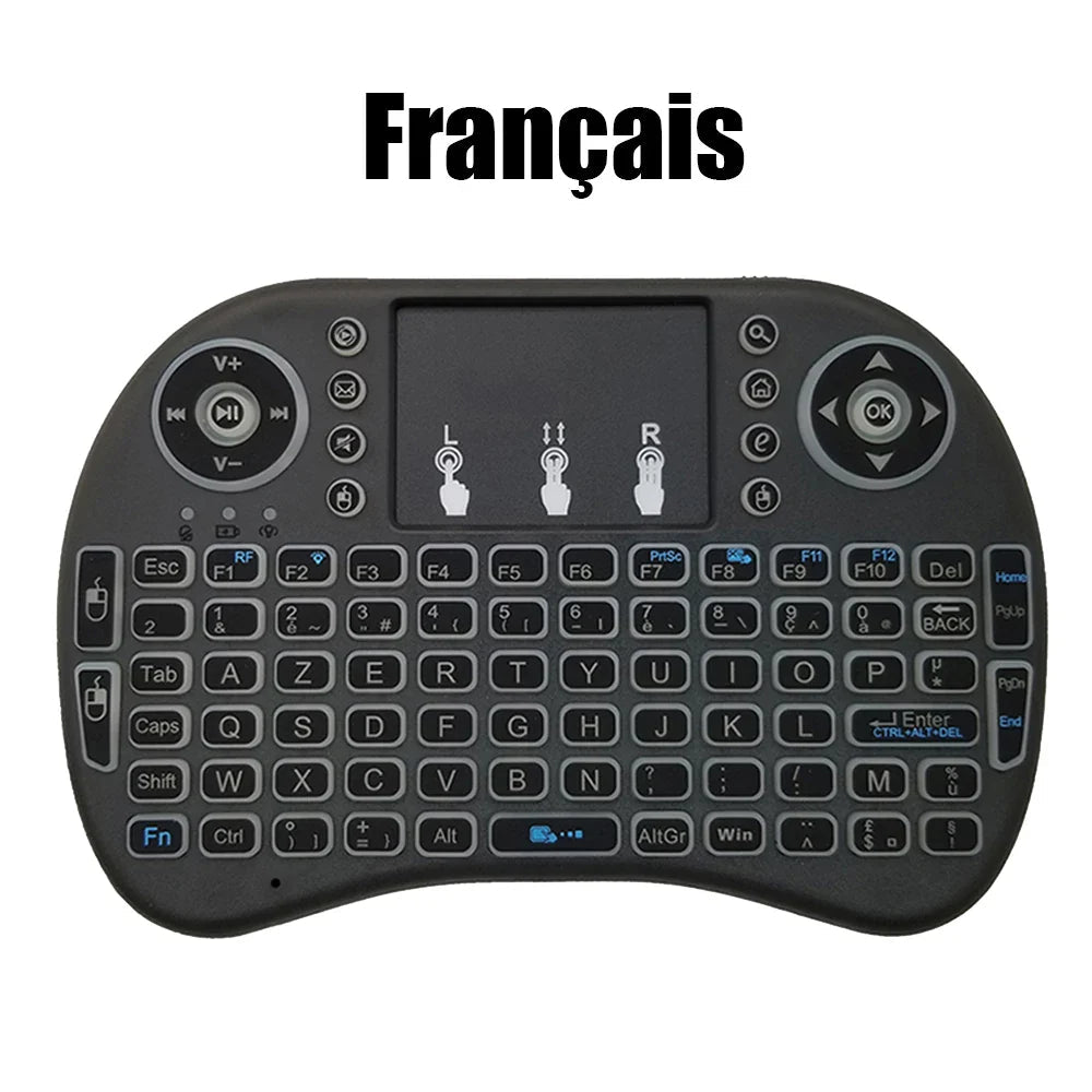 2.4G Air Mouse with Touchpad Keyboard i8 Arabic French Spanish Russian Backlit Mini Wireless Keyboard for PC Android TV Box Pi-Mart