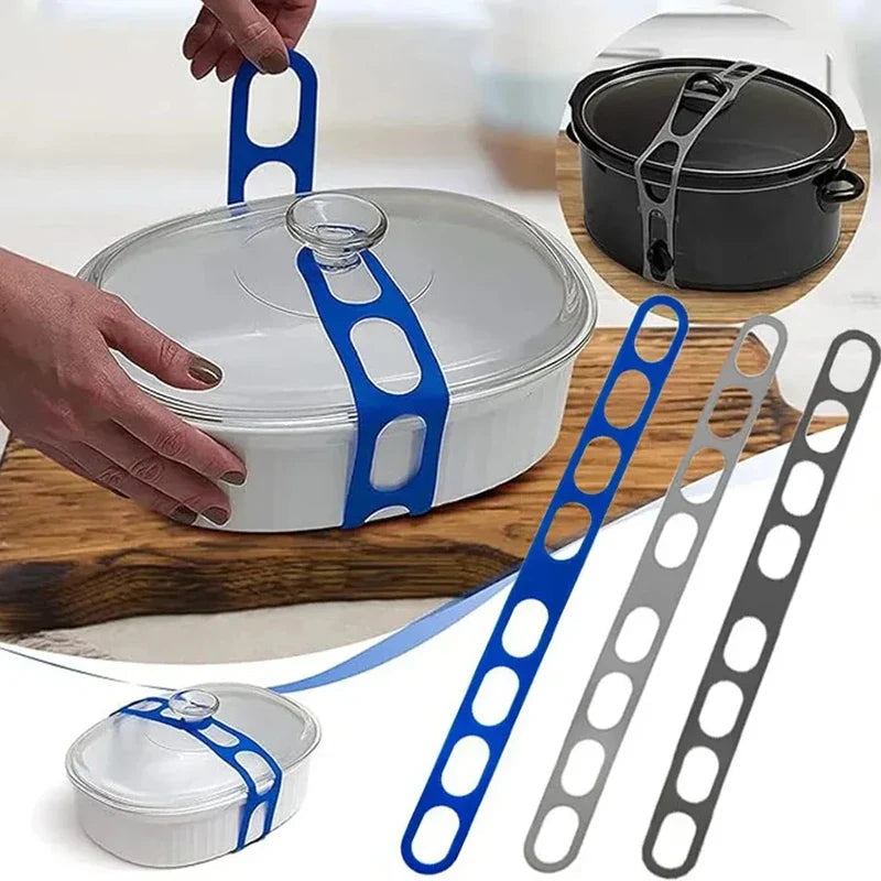Reusable Lid Strap Silicone Elastic Band Universal Pot Lid Holder for Lunch Box Strap Elastic Band Outdoor Tableware Tool Pi-Mart