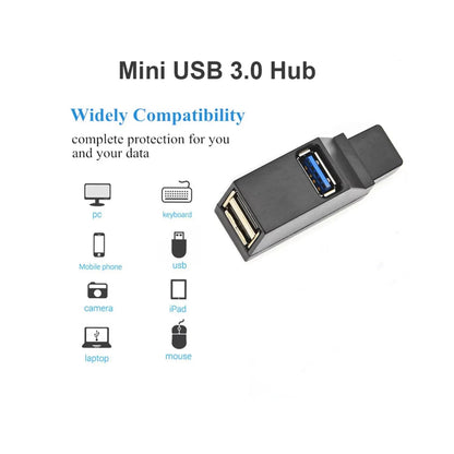 USB 3.0 HUB Adapter Extender Mini Splitter Box 1 to 3 Ports High Speed USB 2.0 For PC Laptop U Disk Card Reader Pi-Mart